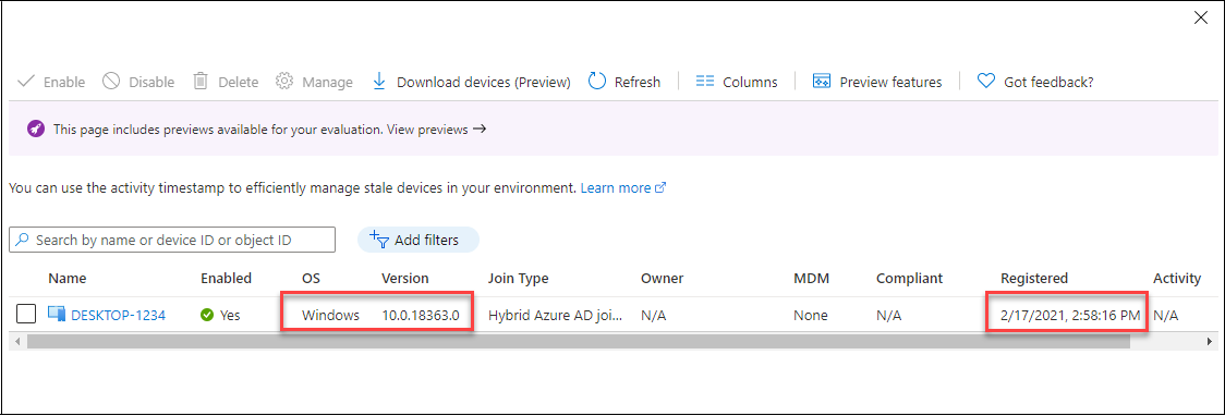 Computer Hybrid Joined to Azure AD