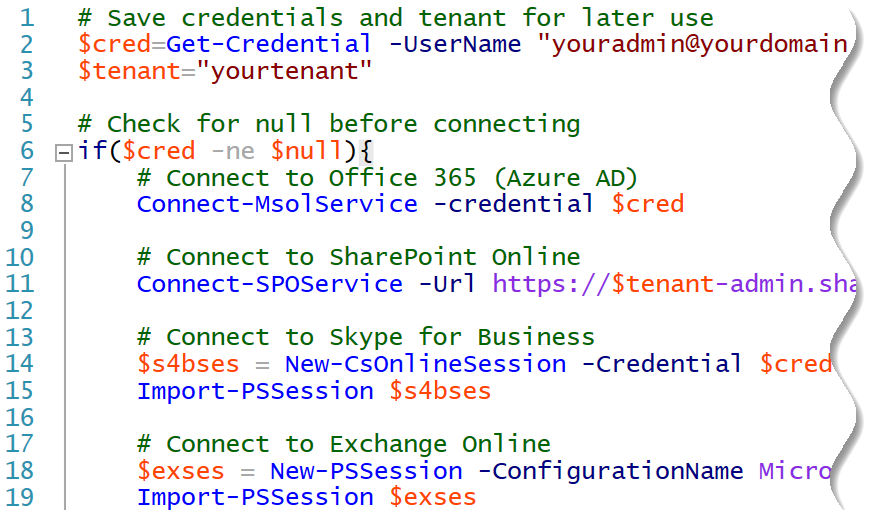 Using PowerShell profile to connect to Office 365